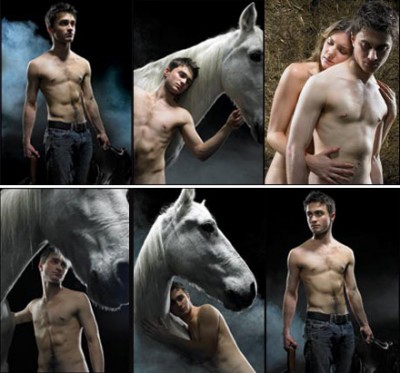 Daniel Radcliffe (Harry Potter) naked with girl and horse